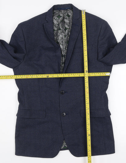 Back view of Red Herring Men's Blue Check 38R Regular Fit Blazer Jacket