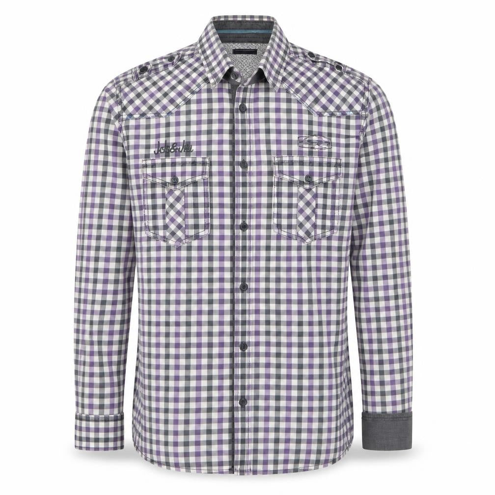 Jack & Jones Men’s Purple Check Long Sleeve Button-Up Shirt Size L