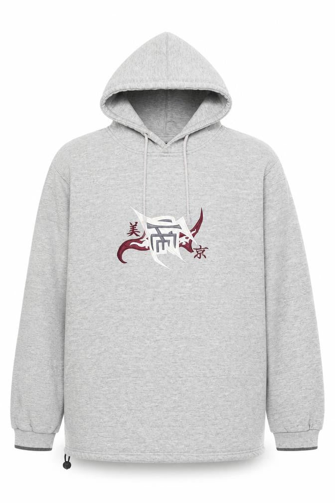 Oxyzone Men's Grey Hoodie L Pullover Fleece Graphic Tribal Print