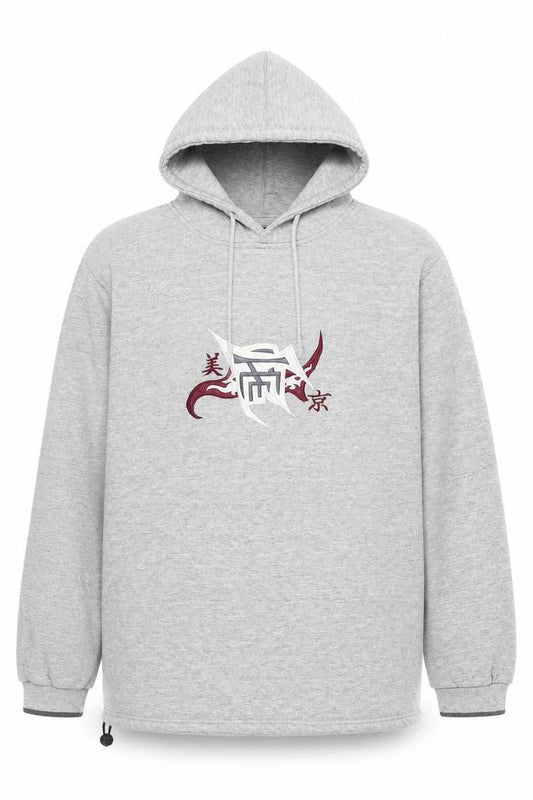 Oxyzone Men's Grey Hoodie L Pullover Fleece Graphic Tribal Print