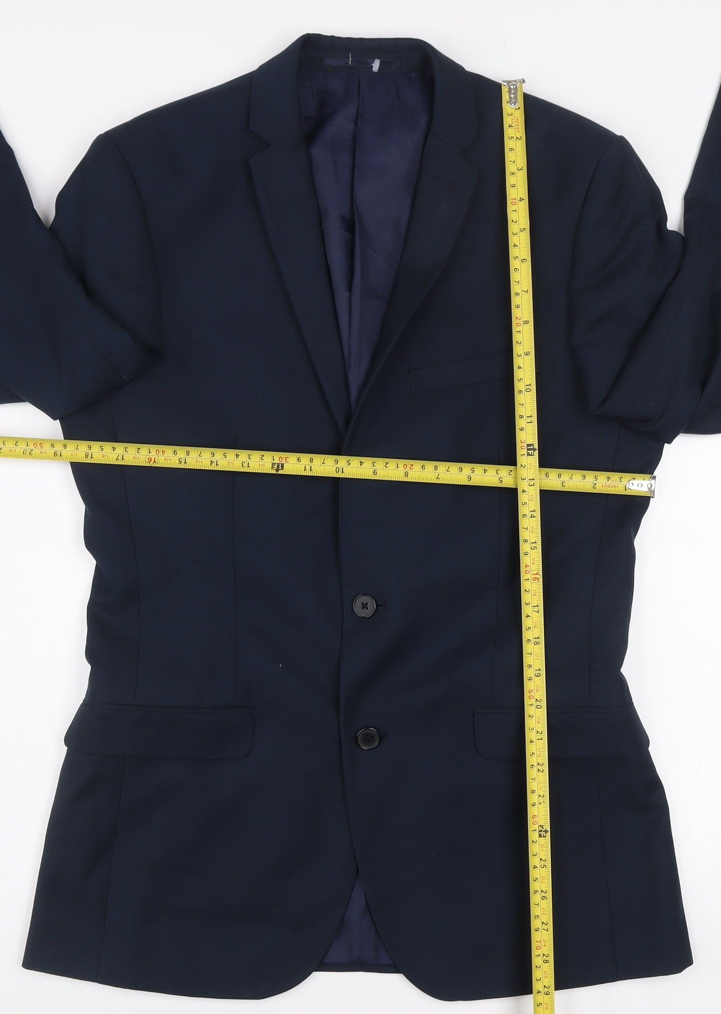 Red Herring Men's Navy Blue 38L Slim Fit Two-Button Blazer