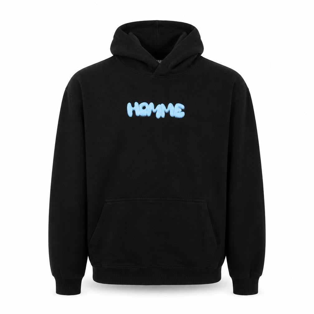 boohooMAN Men's Black Graphic Pullover Hoodie M Streetwear Style