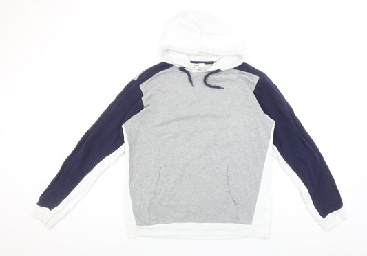 Find Men’s Grey Colour Block Pullover Hoodie Size L