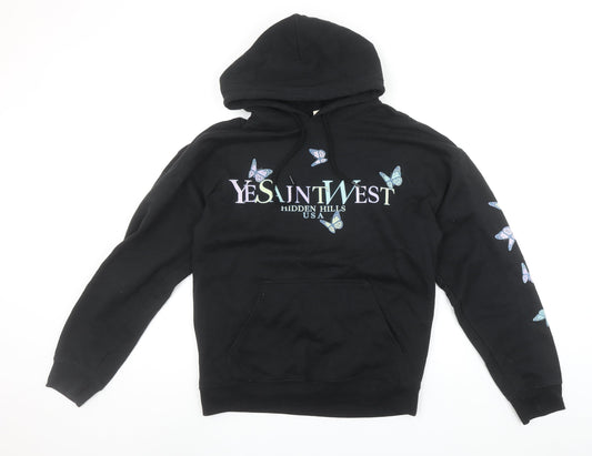 Boohoo Women’s Black Butterfly Print Pullover Hoodie Size Small