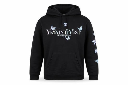 Boohoo Women’s Black Butterfly Print Pullover Hoodie Size Small