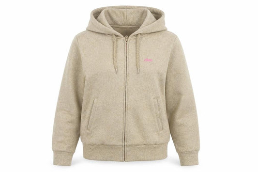 Etnies Womens Beige Full Zip Hoodie Small Jazz Style Glittered Sweatshirt