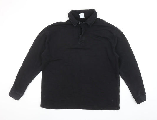 Zara Men's Black Collared Henley Sweatshirt Size M