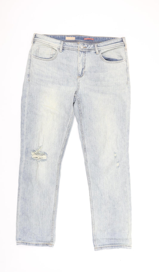 Pilcro Women's Light Blue Slim Boyfriend Distressed Jeans Size 30