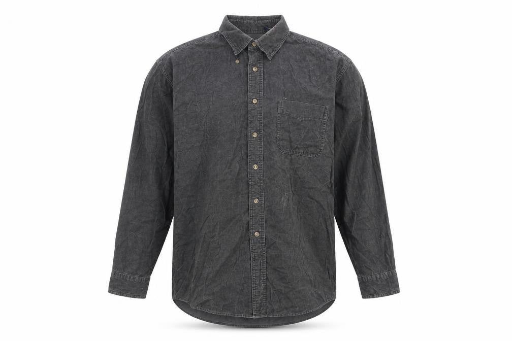 Trader Bay Men's Grey Cotton Long Sleeve Button-Up Shirt Size L