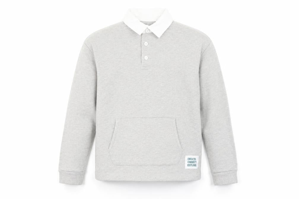 John Lewis Boys Grey Collared Henley Sweatshirt 11 Years