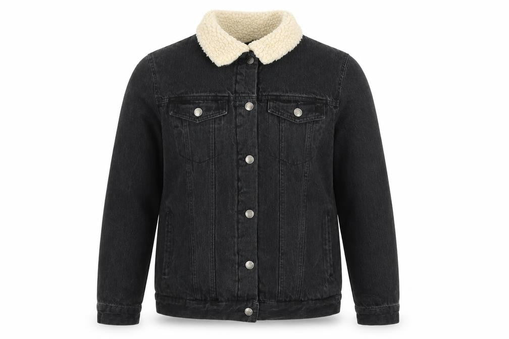Glassons Women’s Black Denim Sherpa Lined Jacket Size 10