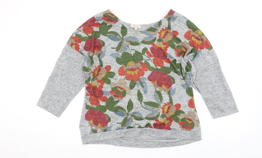 Bellambie Women's Grey Floral Tunic Blouse XL Relaxed Fit 3/4 Sleeve
