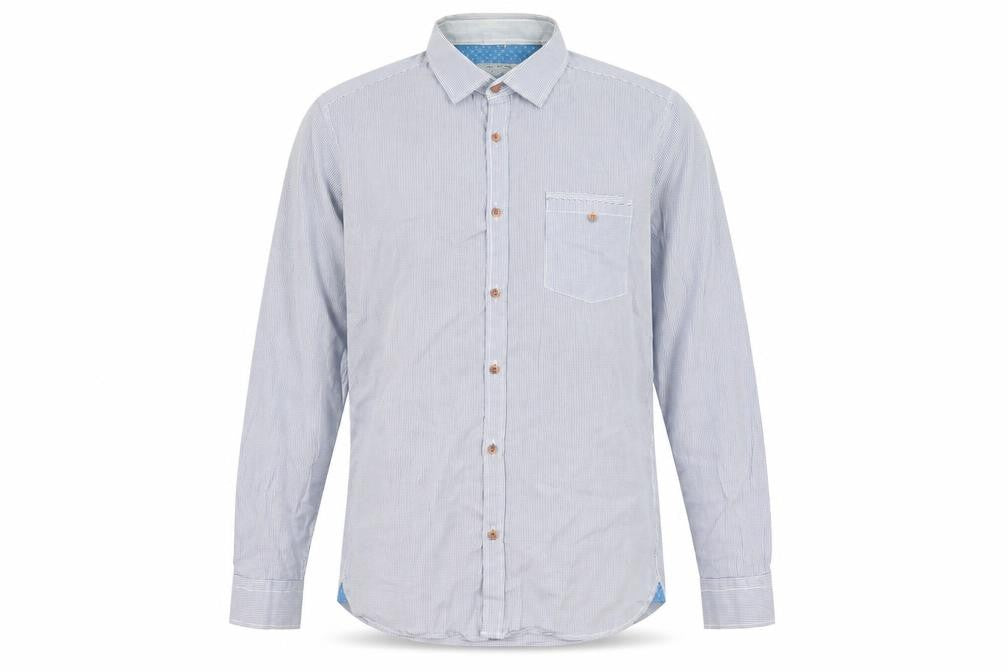 Ted Baker Men's Blue Check Long Sleeve Cotton Button-Up Shirt Size L