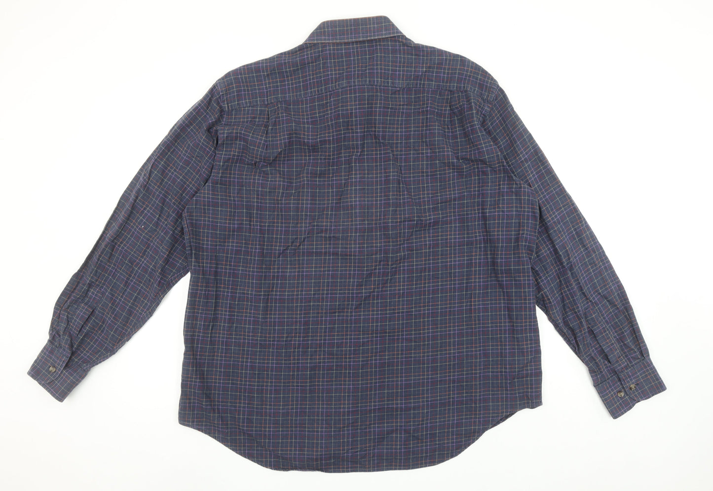 Marks and Spencer Men’s Blue Check Pure Cotton Twill Shirt Size 18