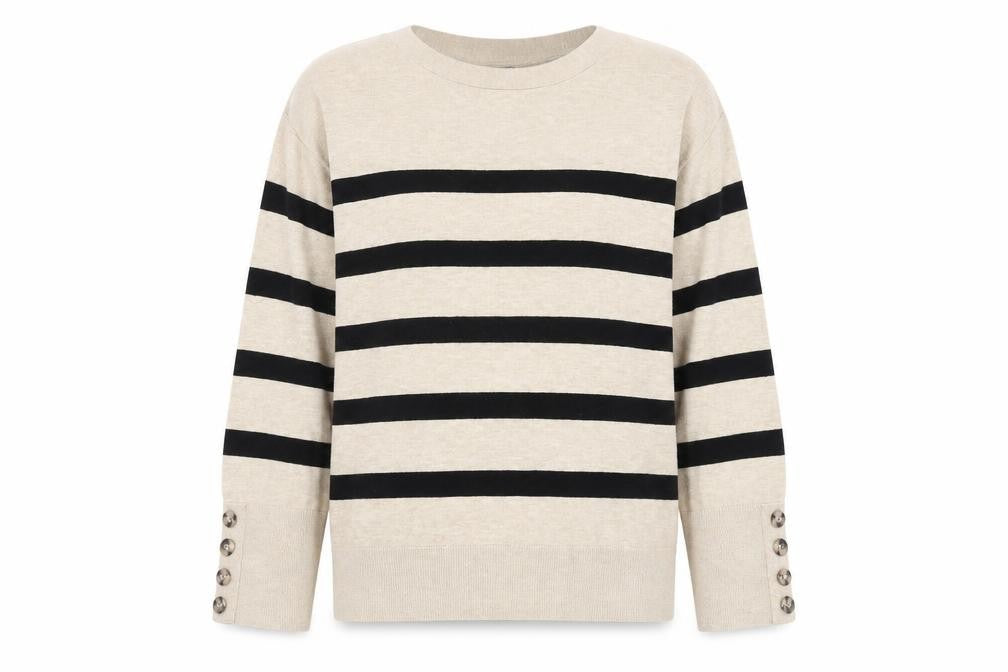 Principles Womens Beige Black Striped Knit Jumper Size L
