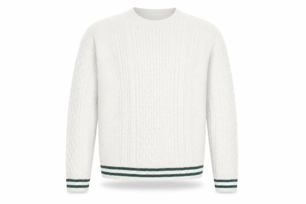 Topman Men’s Ivory Cable Knit Crew Neck Jumper Size L
