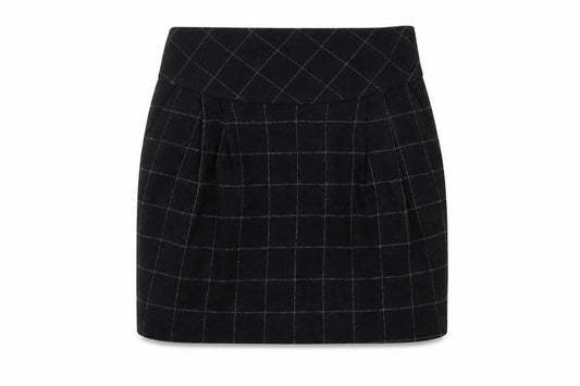 Crew Clothing Women's Black Wool Check Pencil Skirt Size 10