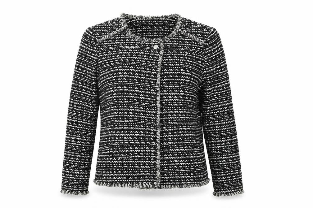 Next Women's Black White Tweed Bouclé Suit Jacket Size 12
