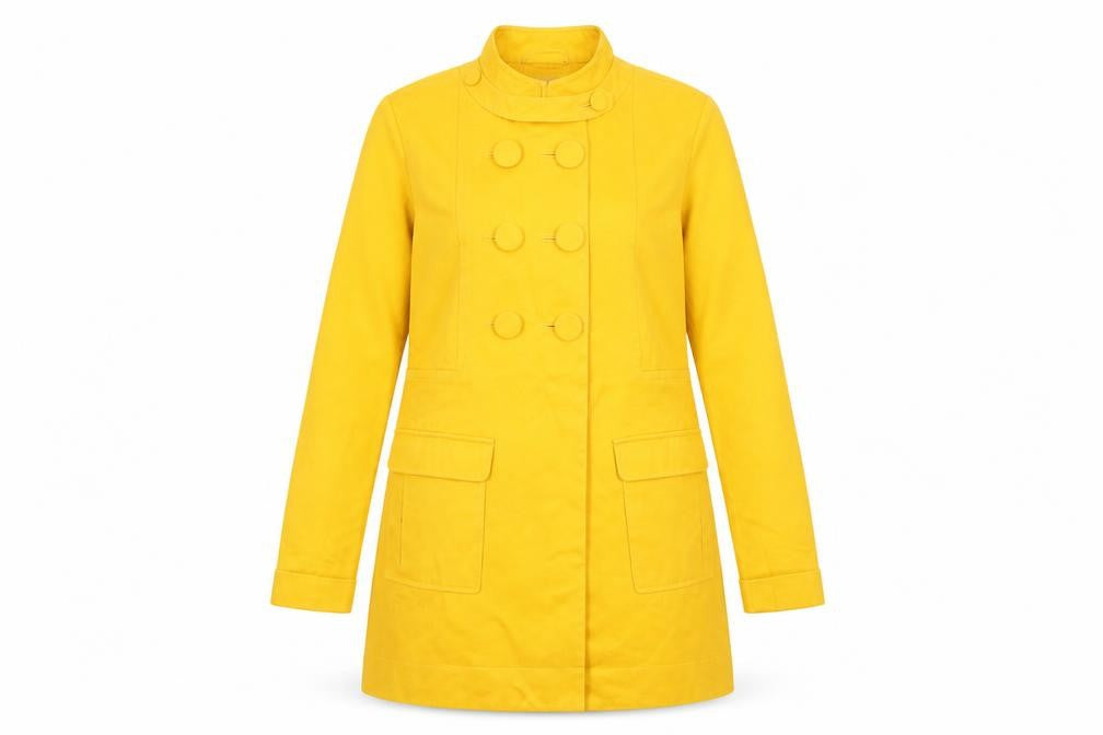 H&M Women's Yellow Cotton Mid-Length Trench Coat Size 8