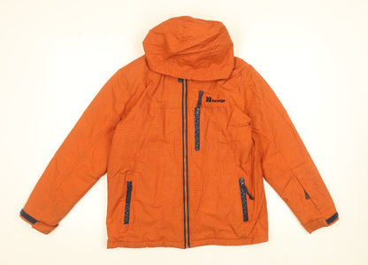 Additional front view of The Edge boys’ orange hooded puffer jacket 11-12 years winter coat