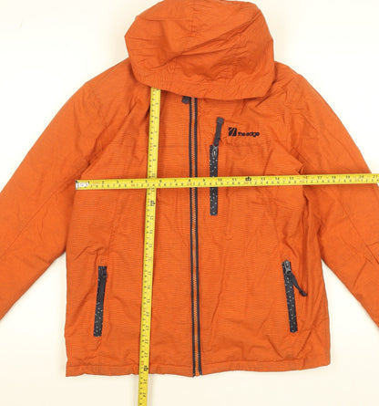 Back view of The Edge boys’ orange hooded puffer jacket 11-12 years winter coat