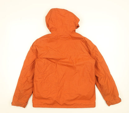 Close-up detail of The Edge boys’ orange hooded puffer jacket 11-12 years winter coat
