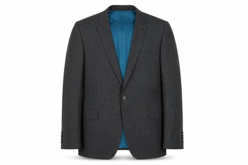 Marks & Spencer Mens Grey Wool Blazer 42R Classic Fit Single-Breasted Jacket