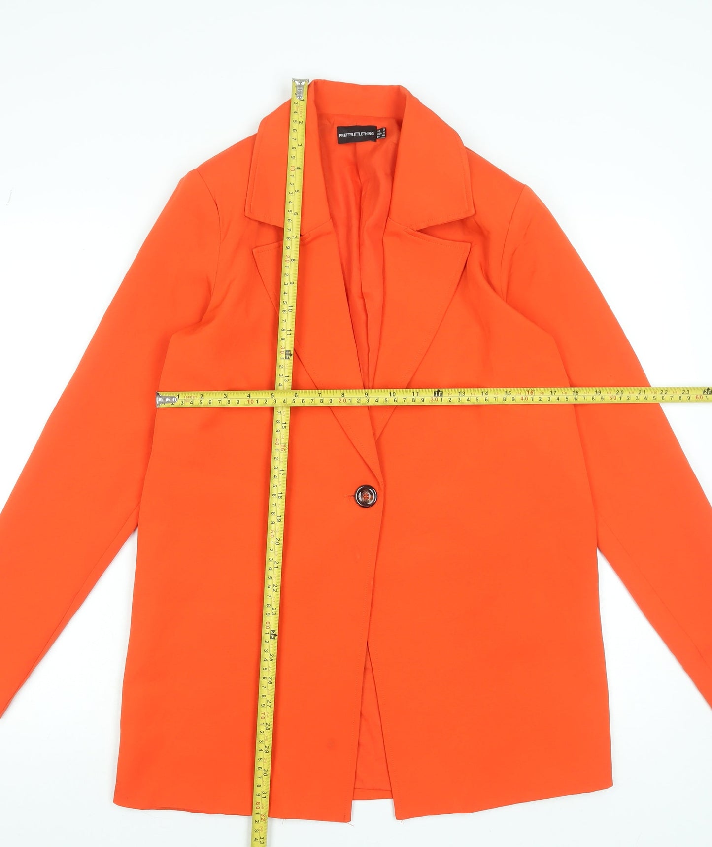 PrettyLittleThing Women’s Orange Blazer Jacket Size 8 Long Sleeve