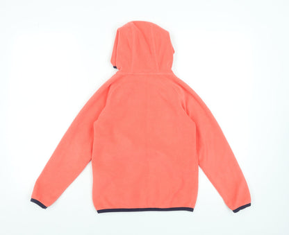 Close-up detail of Hi Gear girls’ pink fleece hooded full zip jacket 7-8 years outdoor layer