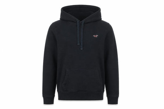 Hollister Men's Black Pullover Hoodie Size S Fleece Lined Logo Sweatshirt
