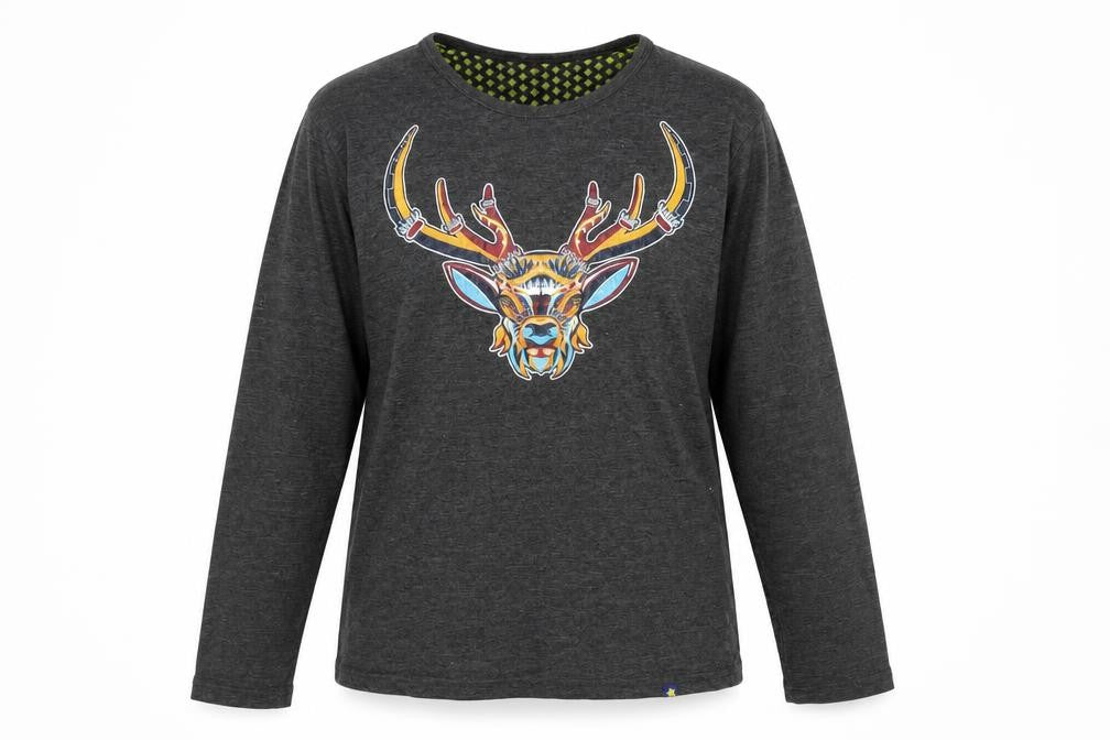Joe Browns Women’s Grey Cotton Long Sleeve Deer Print T-Shirt Size S