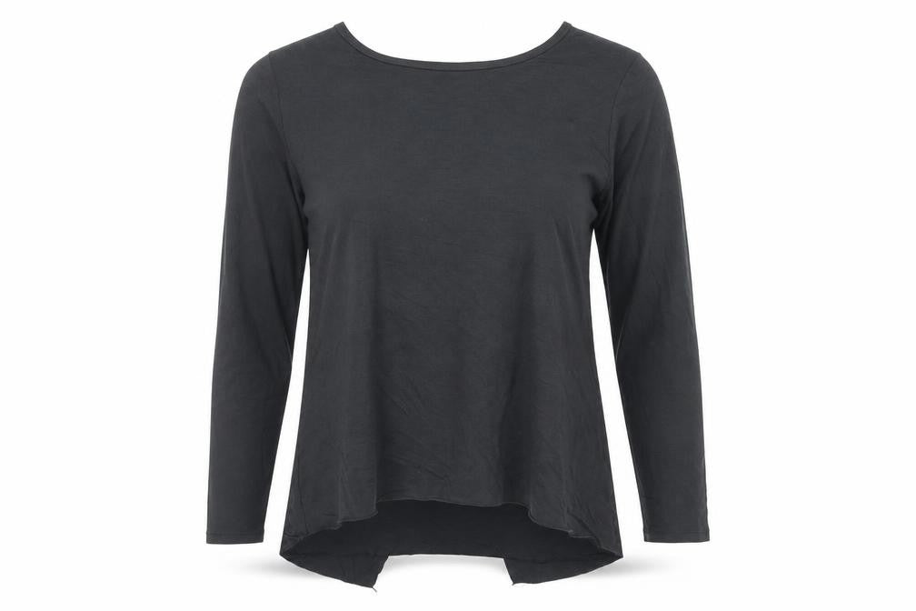 Mango Women Black Long Sleeve Basic Jersey Top Size L