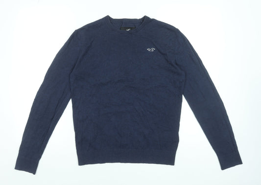 Hollister Men's Blue Crew Neck Pullover Jumper Size S