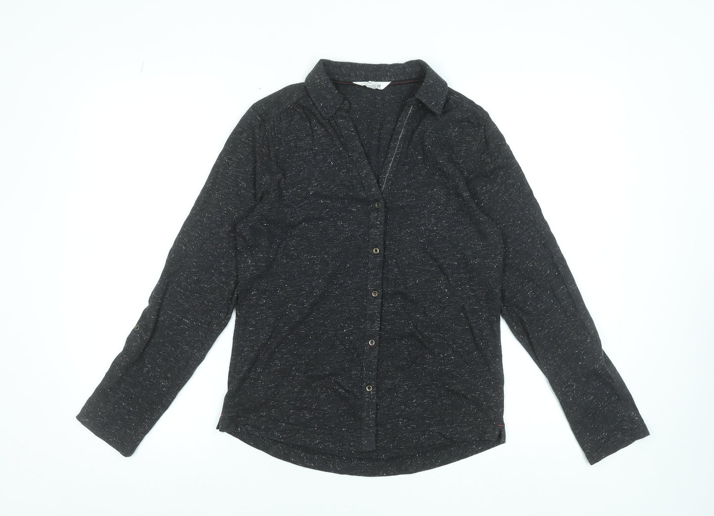 White Stuff Women's Black Cotton Long Sleeve Button-Up Shirt Size 8