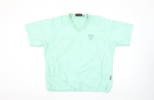 Glenmuir Mens Green Golf V-Neck Short Sleeve Pullover Top Size M