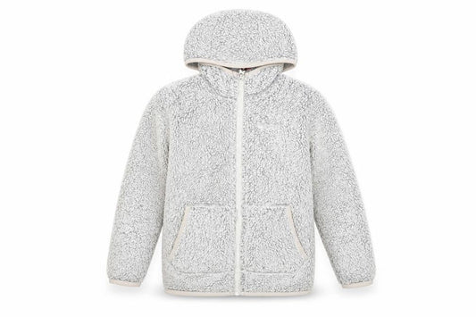 Front view of Craghoppers girls’ grey fleece hooded full zip jacket age 5-6 years