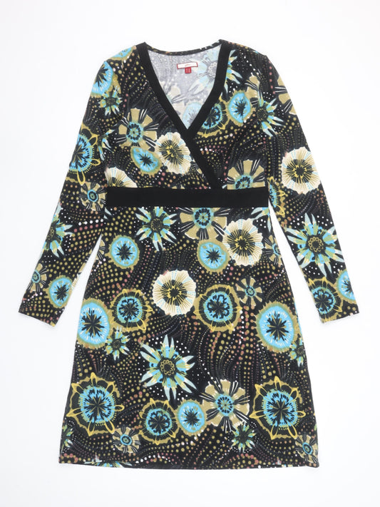 Joe Browns Womens Black Floral Jersey Wrap Dress Size 10
