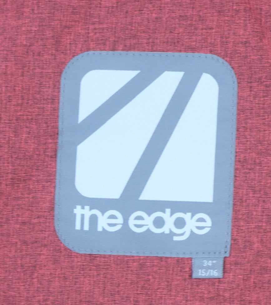 The Edge Men's Red Hooded Parka Jacket Size 34 Windproof Water Resistant