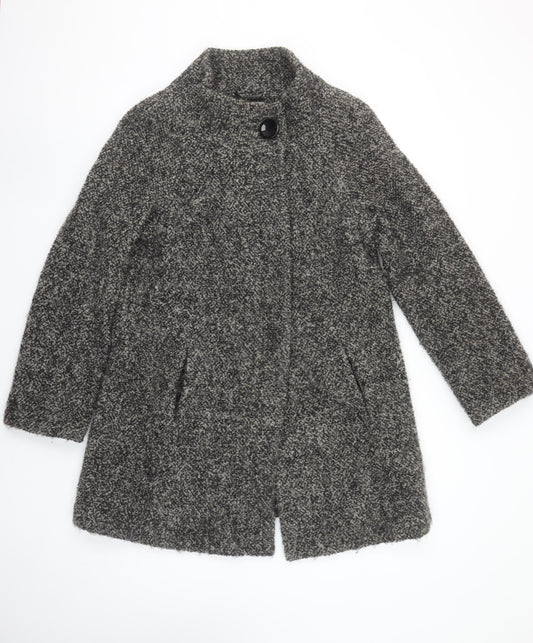 Wallis Women Grey Wool Blend Mid-Length Overcoat Size S