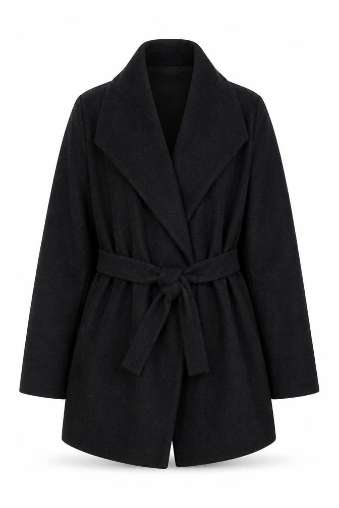 Isabella Oliver Women's Black Wool Belted Maternity Coat Size M