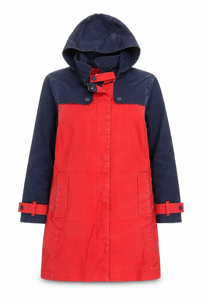 Boden Women's Multicoloured Hooded Mid-Length Rain Coat Size 10