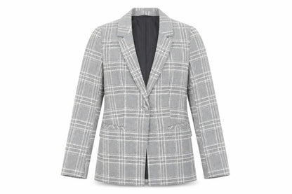 Primark Women's Grey Check Blazer Size 8 Single-Breasted Jacket