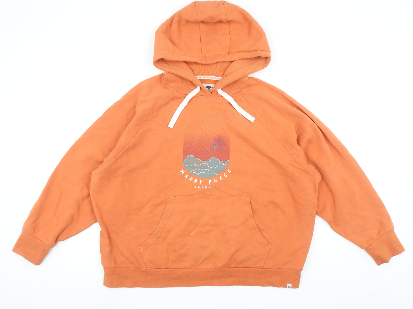 Animal Womens Orange Organic Cotton Pullover Hoodie UK 12