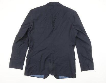 Next Men's Navy Blue 42L Regular Fit Wool Blend Blazer