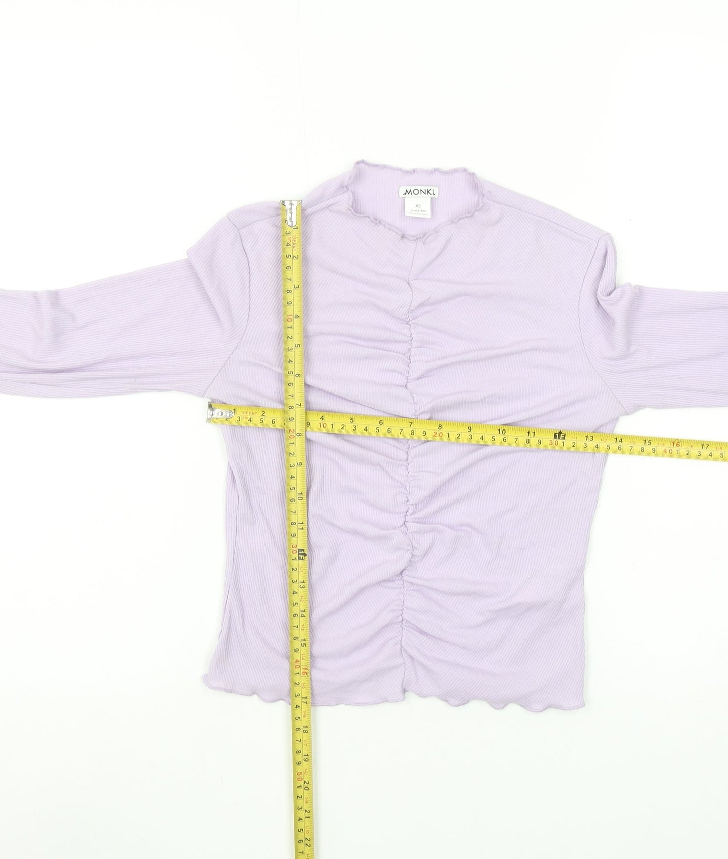 Monki Women's Purple Cropped Long Sleeve Slim Fit Top XS