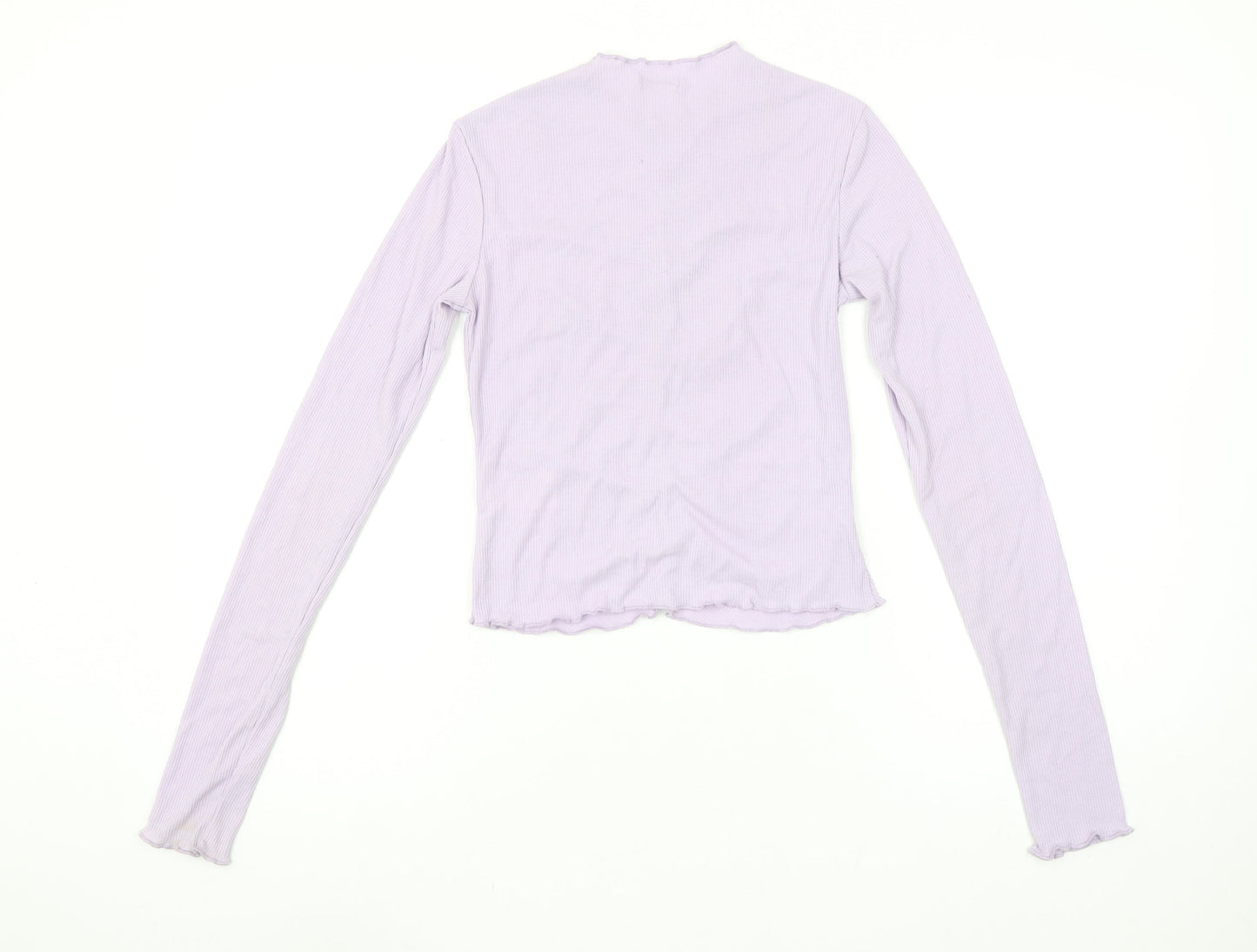 Monki Women's Purple Cropped Long Sleeve Slim Fit Top XS