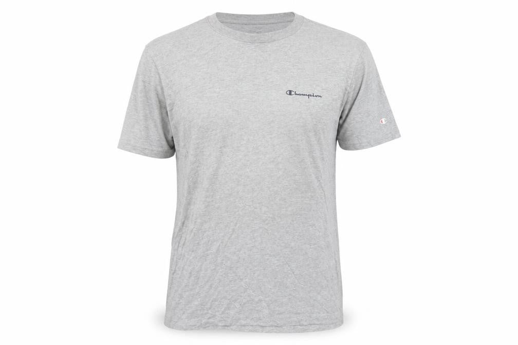 Champion Men's Grey Cotton Crew Neck Logo T-Shirt Size L