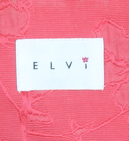 ELVI Women's Red Jacquard 3/4 Sleeve Tailored Blazer Size 16