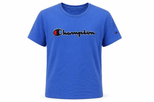 Champion Men's Blue Medium Embroidered Logo Crew Neck T-Shirt