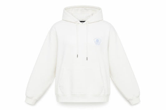 Front view of Crew Clothing Women's White Pullover Hoodie, size S, Cotton Blend